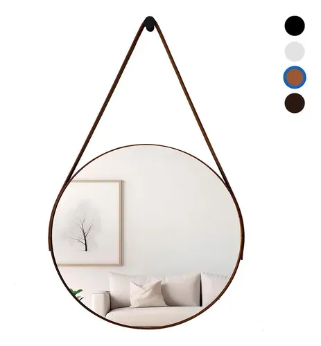 Espelho Adnet Redondo 50cm Com Alça e Suporte Decorativo