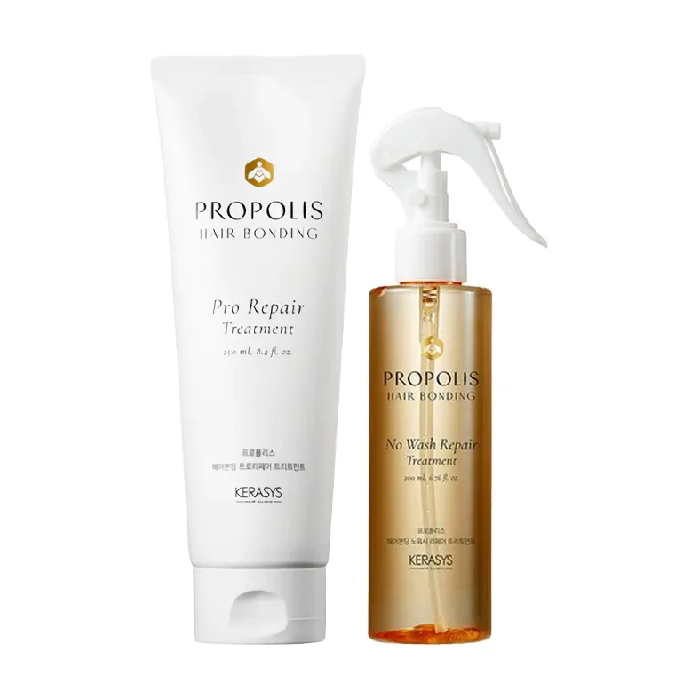 Máscara de Tratamento Reconstrutora Kerasys Propolis Hair Bonding 250ml + Leave-in de Reparação Sem Enxágue Kerasys Propolis 200ml (Spray)