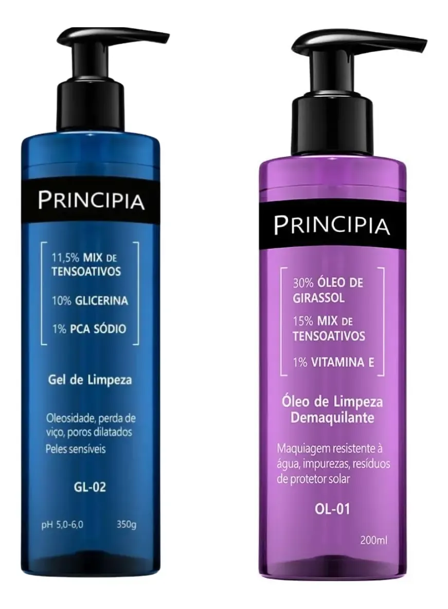 Kit Principia Gel de Limpeza GL-02 350g + Óleo de Limpeza Demaquilante OL-01 200ml