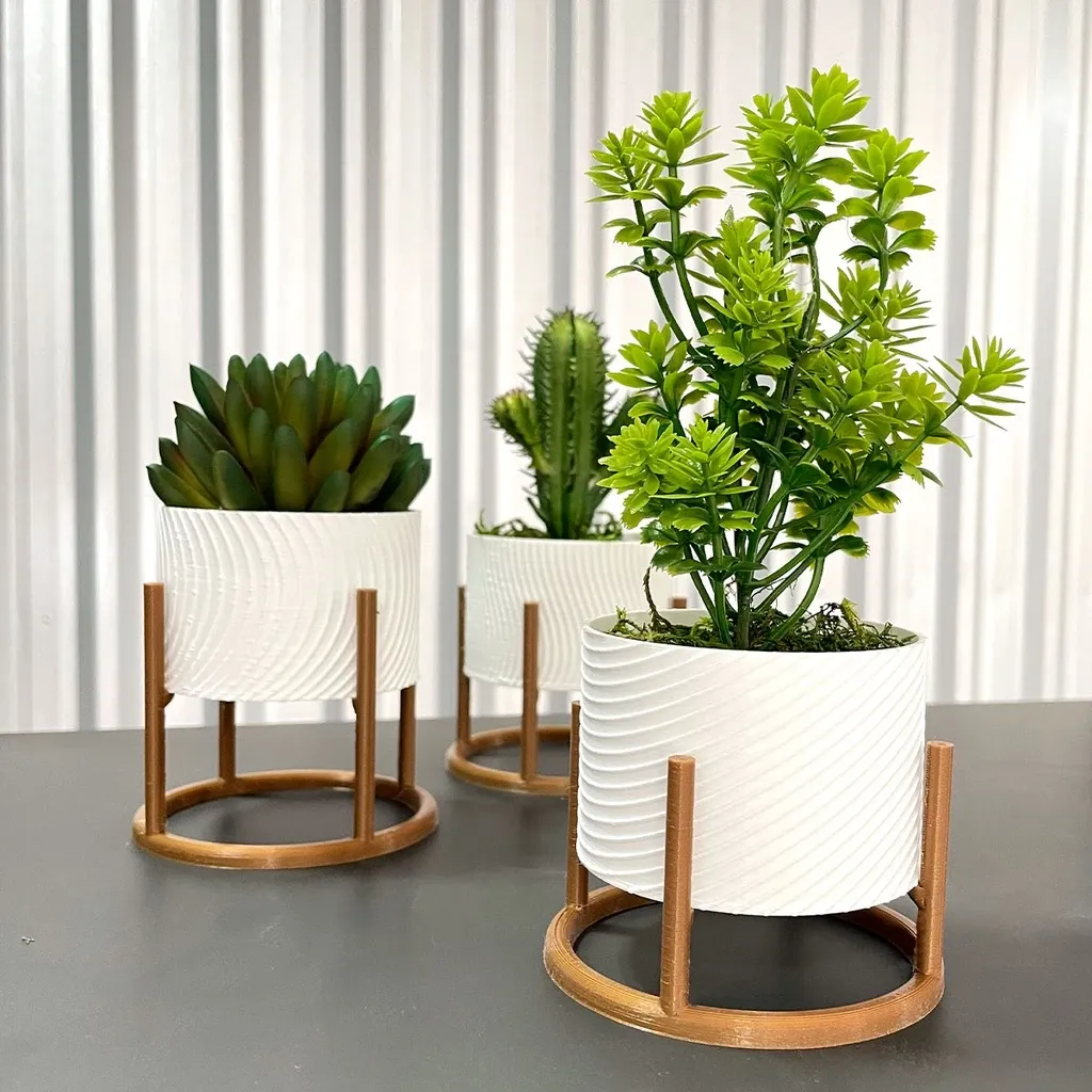 Trio de Vasos Cachepot com Suporte
